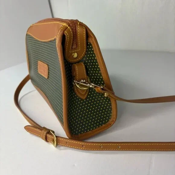 Dooney & Bourke Cabrio Leather Green/Brown Perforated Leather Crossbody Vintage - Picture 10 of 16